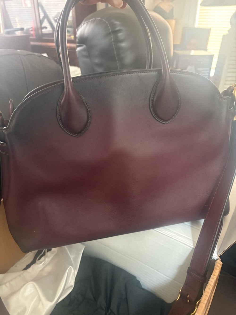 Coach Burgundy Leather Satchel with Gold Logo - Picture 14 of 16